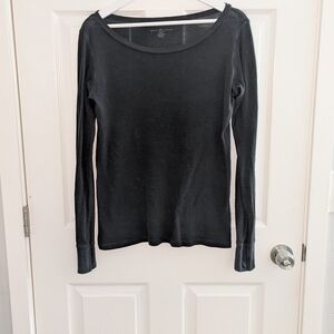 Brandy Melville Black Long Sleeve Scoop Neck Top